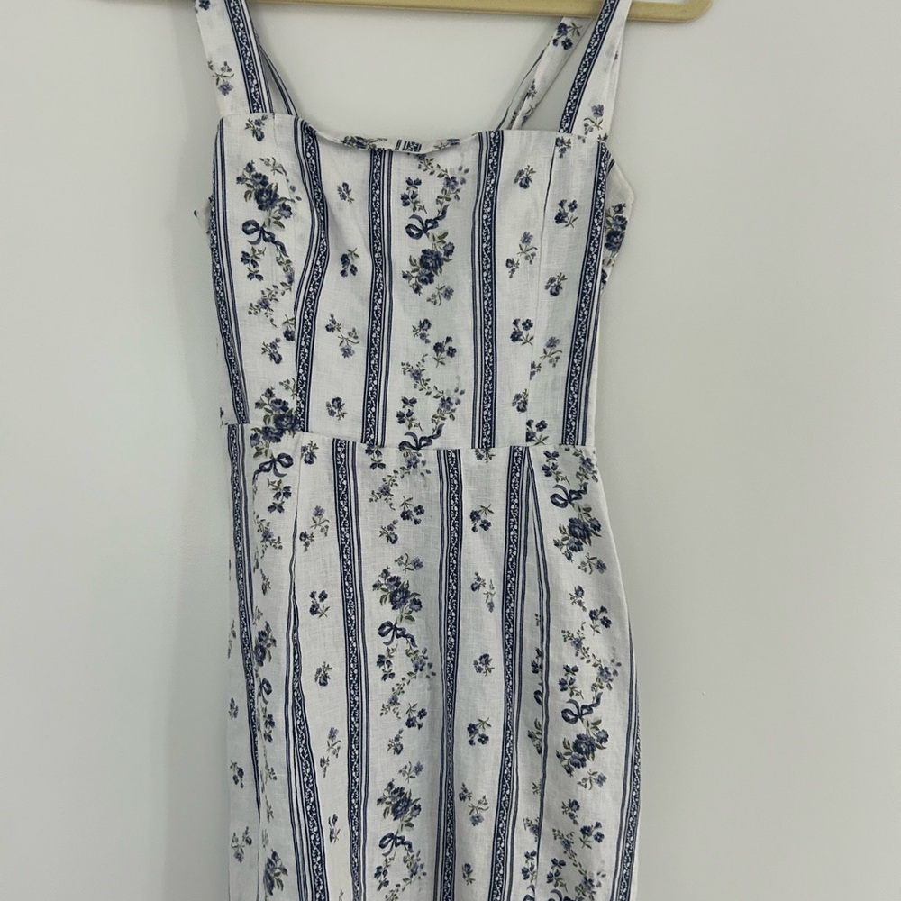 Reformation Blue and White Floral Midi Dress